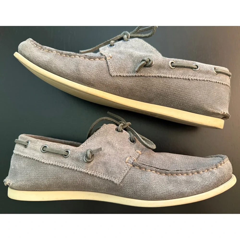 John Varvatos USA Mens Suede Boat Shoes Size 8M Gray Slip-On Deck Resortwear